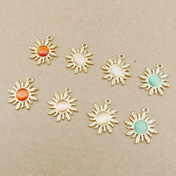 

10pcs/pack 18*21mm Sun Rhinestone Enamel Charms Alloy Oil Drop Pendant Fit For Bracelet DIY Fashion Jewelry Accessories