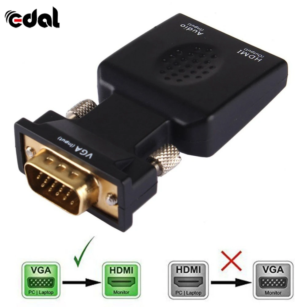 EDAL 1080P VGA к HDMI коробка адаптера конвертера аудио порт Удлинительный кабель Mini USB