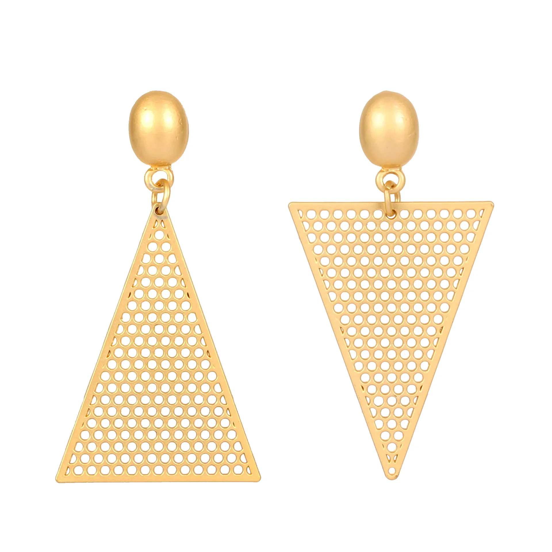 

Golden Triangle Handmade hollow ethnic Punk fashion wild statement earrings for women Gothic style elegant cute female jewelry