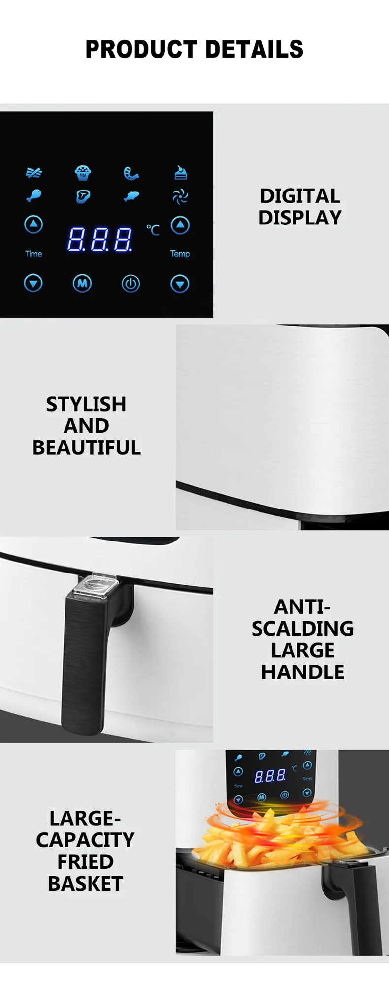 Description Picture 5 of item5.5L Oil Free Air Fryer Large Capacity Smart Household French Fries Frying Machine Automatic Electric Fryer