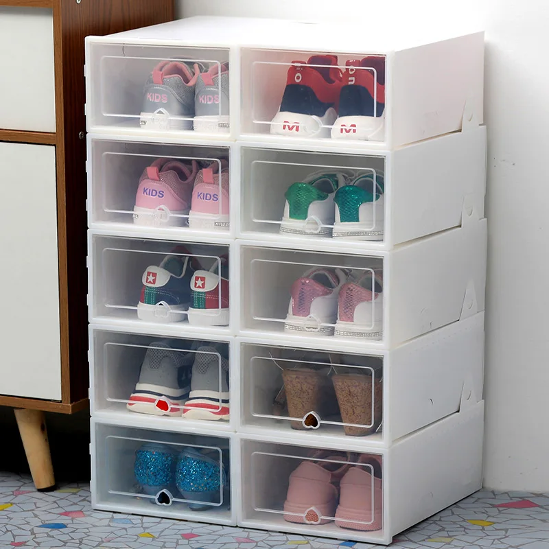 

6Pc transparent shoe box thickened transparent dustproof shoe storage box can be stacked combination shoe cabinet shoe organizer
