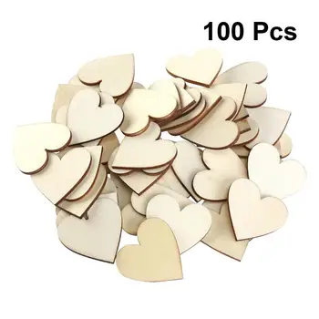 

100pcs Cartoon Wooden Slices Blank Heart Log Slices Discs DIY Crafts Embellishments for Kids Adults