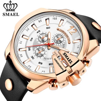 

SMAEL Fashion Big Dial Sport Watch Men Top Brand Luxury Quartz Calendar Date Wrist Watch Mens Military Waterproof Watches Clock