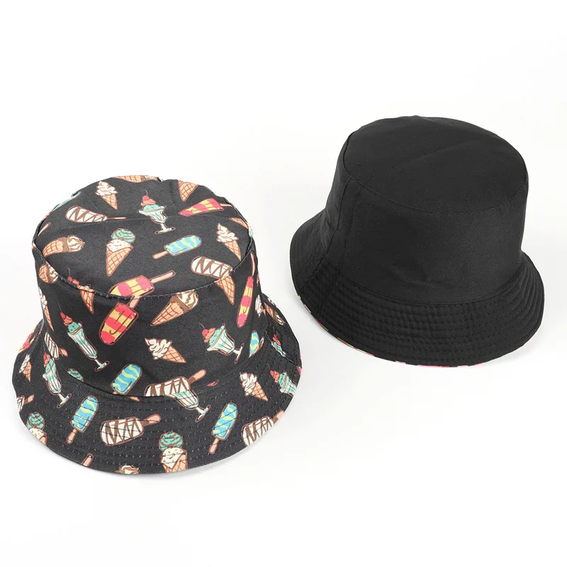 LDSLYJR Cotton Ice Cream Cake Print Bucket Hat Fisherman Hat Outdoor Travel Hat Sun Cap Hats for Men and Women 296 6