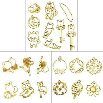

6 Pcs/set Cat Sport Flower Shape Metal Frame DIY Resin Molds Crystal Epoxy UV Silicone Jewelry Pendant Making Accessories