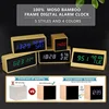 100% Bamboo Digital Alarm Clock Adjustable Brightness Voice Control Desk Large Display Time Temperature USB/Battery Powered 2