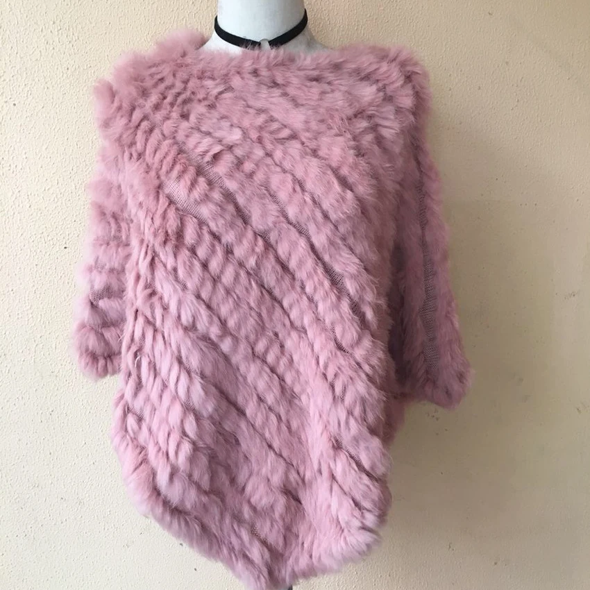 

2019 Women'S Spring And Autumn Knit Authentic Authentic Rabbit Fur Poncho Pashmina Scarf Real Rabbit Fur Shawl Really Rabbit Hai