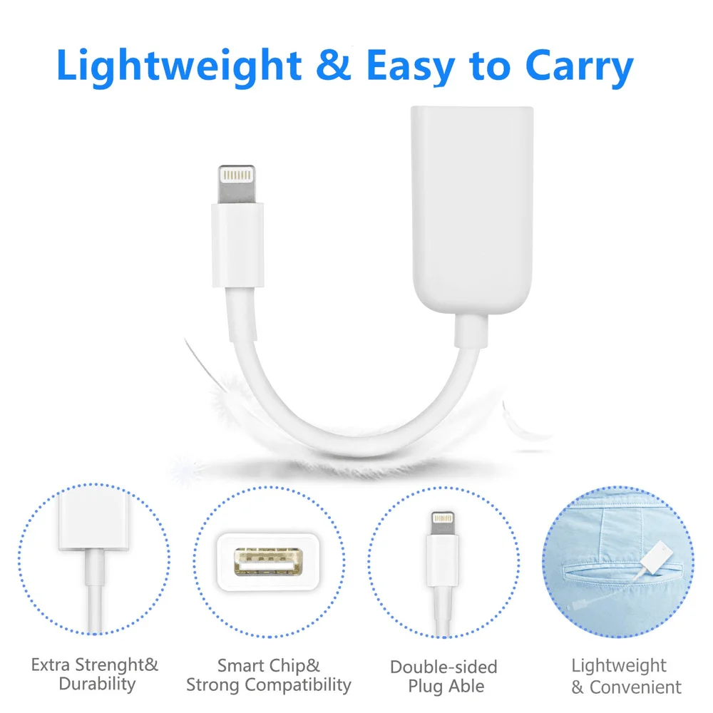 FELYBY USB OTG кабель адаптер для iPad iPhone поддерживает подключение карт-ридер, U диск, клавиатура, USB флэш-накопитель USB адаптер камеры