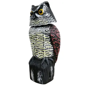 

New Realistic Bird Scarer Rotating Head Sound Owl Prowler Decoy Protection Repellent Pest Control Scarecrow Garden Yard