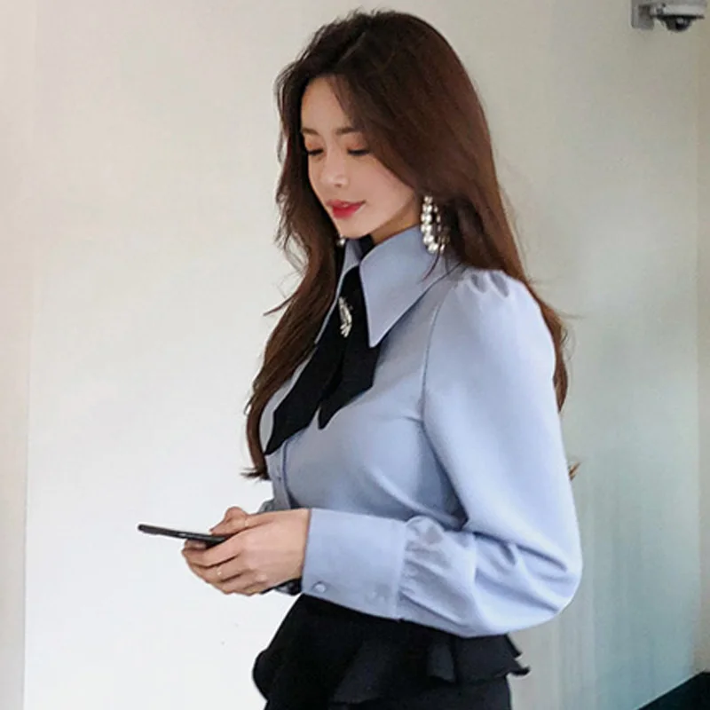 Рубашки Женские Простые однотонные однобортные универсальные модные женские s Досуг корейский стиль студенческие свободные высококачественные шикарные блузки