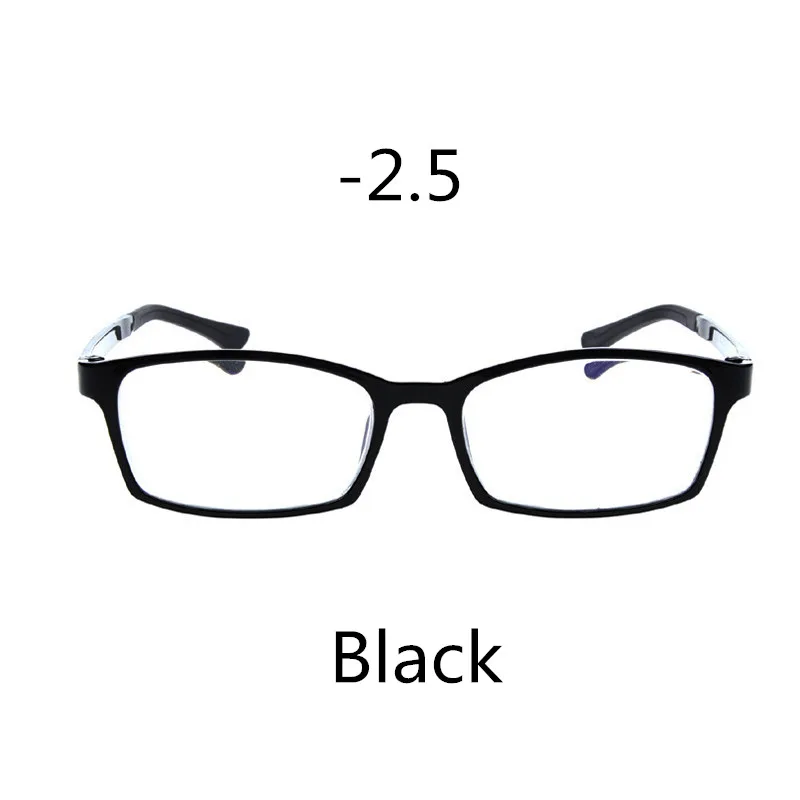 Seemfly ультра светильник анти-синий светильник маленькая оправа Очки для близорукости женские и мужские классические готовые очки для близоруких диоптрий-1,0~ 4,0 - Цвет оправы: Black -2.5