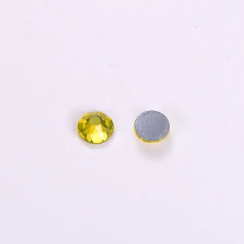

Lemon Yellow HotFix Rhinestones 8 Big 8 Small Cut Facets For DIY Garment Stone
