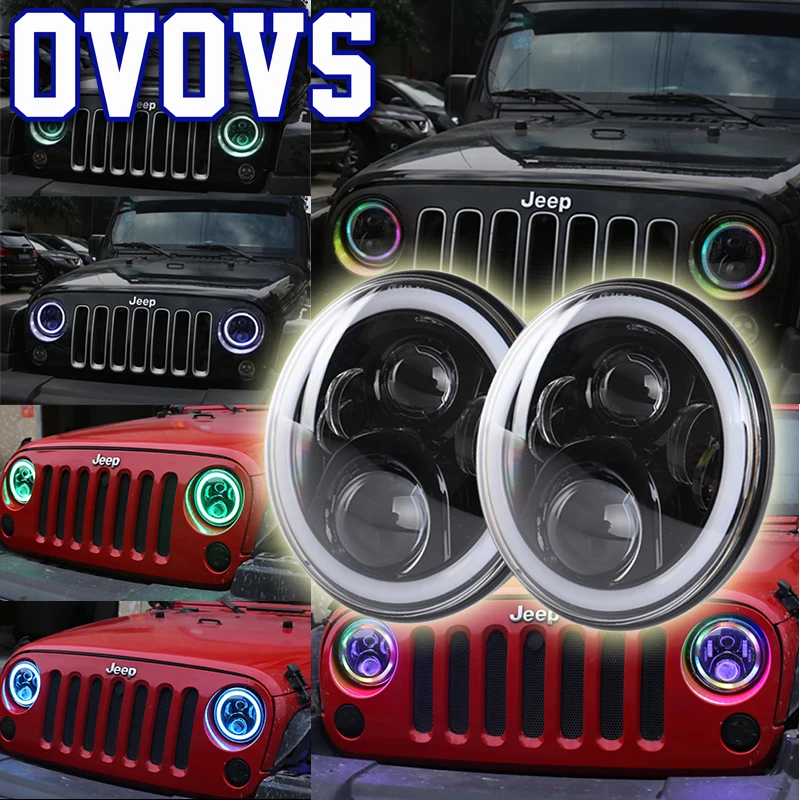 RGB halo 7 дюймовые светодиодные фары для Lada Niva 4x4 внедорожника|Фара авто в сборе| |