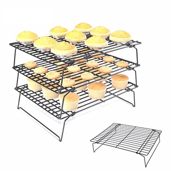 

1*Cake Cooling Rack Kitchen 3-Layer Stackable Cake Biscuits Bread Cooling Rack Holder Non-stick Practical