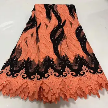 

2020 Latest African Mesh Lace Fabric Tulle Embroidery With Rhinestone Mesh Lace Swiss voile Net Laces Fabrics 5Yards/Lot A2208