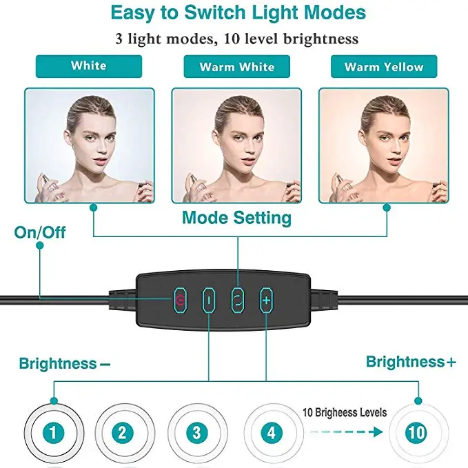 " светодиодный само-Кольцо Таймер света, затемняемое красивое кольцо света с подставкой для штатива и держателем для мобильного телефона, 80 ламп, пульт дистанционного управления