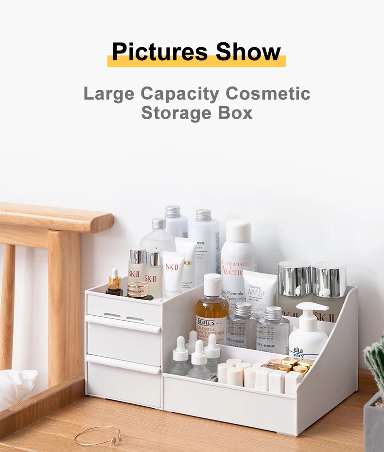 Large Capacity Cosmetic Storage Box Makeup Desktop Jewelry Nail Polish Lipstick Rangement Container Desktop Drawer Organizer