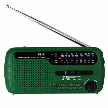 

DE13 FM AM SW Crank Dynamo Solar Power Emergency Radio Solar Emergency Radio World Receiver High Quality