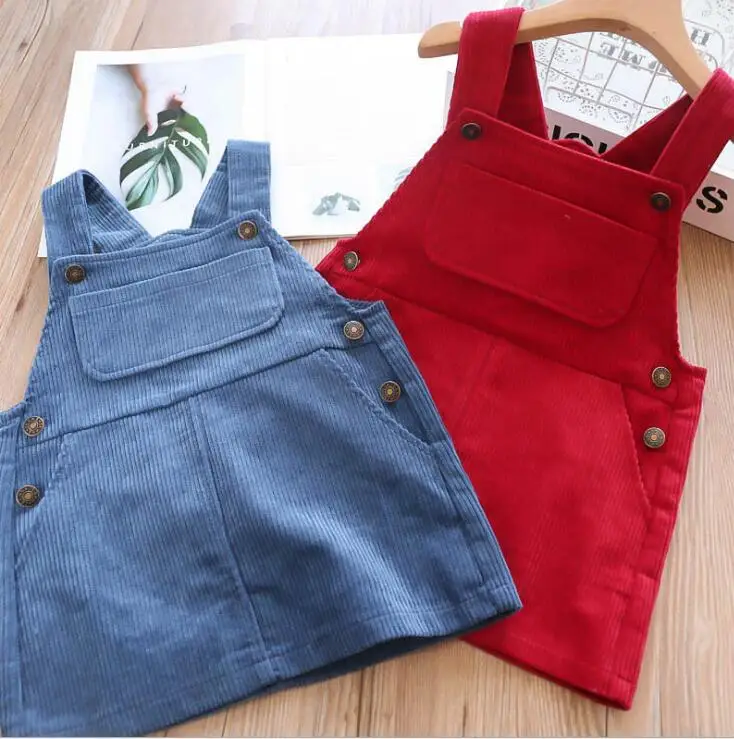 Новое Стильное вельветовое платье для девочек осенние модные платья-майки для девочек 2-7 лет HW743