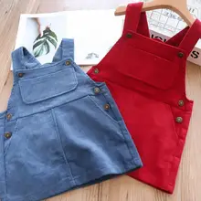 Новое Стильное вельветовое платье для девочек осенние модные платья-майки для девочек 2-7 лет HW743