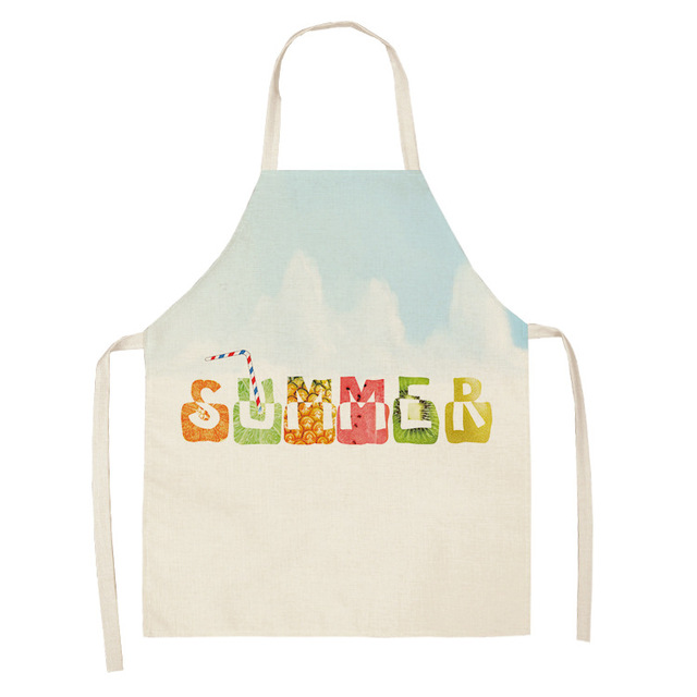 Fruit Pattern Linen Hand Wipe Sleeveless Waist Apron Home Decor Kitchen Baking Cleaning Tool Anti-stain Dining Workwear