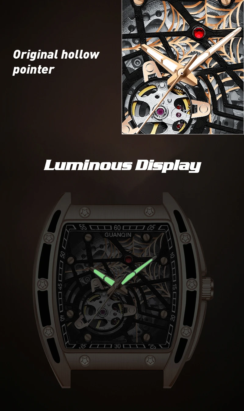 2022 GUANQIN Luxury Fashion Sapphire Mechanical Automatic Watch Men's Watch Stainless Steel Hollow Tourbillon Men's Accessories