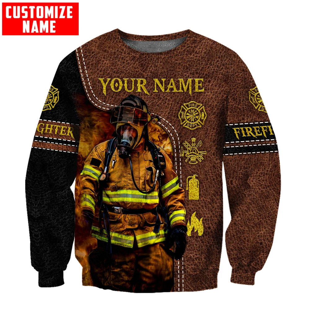 Customize Name Firefighter 3D All Over Printed Men Autumn Hoodie Unisex Hooded sweatshirt Streetwear Casual zipper hoodies DK408