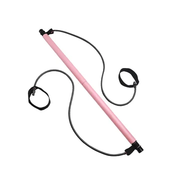 

1PC Yoga Pilates Stick Resistance Bar Bodybuilding Gym Tube Loop Elastic Exercise Bar (Pink)