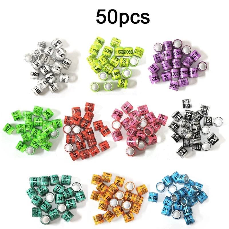 50 Pcs Mixed Color Dove Bands Bird Foot Ring Species Identify Training Rings Pet Bird Label Sign for Pigeon Dove Chicks Small Po