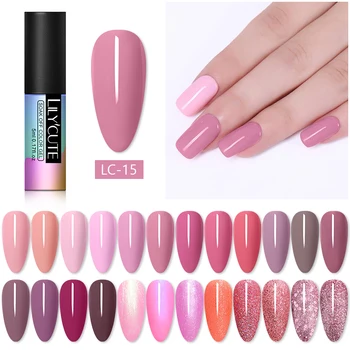 

LILYCUTE UV Gel Nail Polish Pink Color Series 5ml Semi Permanent Soak Off UV LED Gel Nail Polish Base Coat Top Coat Gel Polish