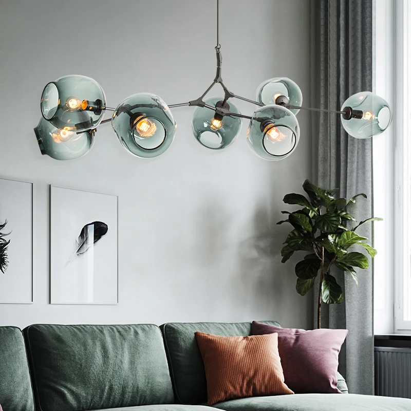 Glass LED Chandelier Lights For Living Room Bedroom Study Chandeliers Lamp Home Furniture Decoration Light Simple Style Dero | Лампы и