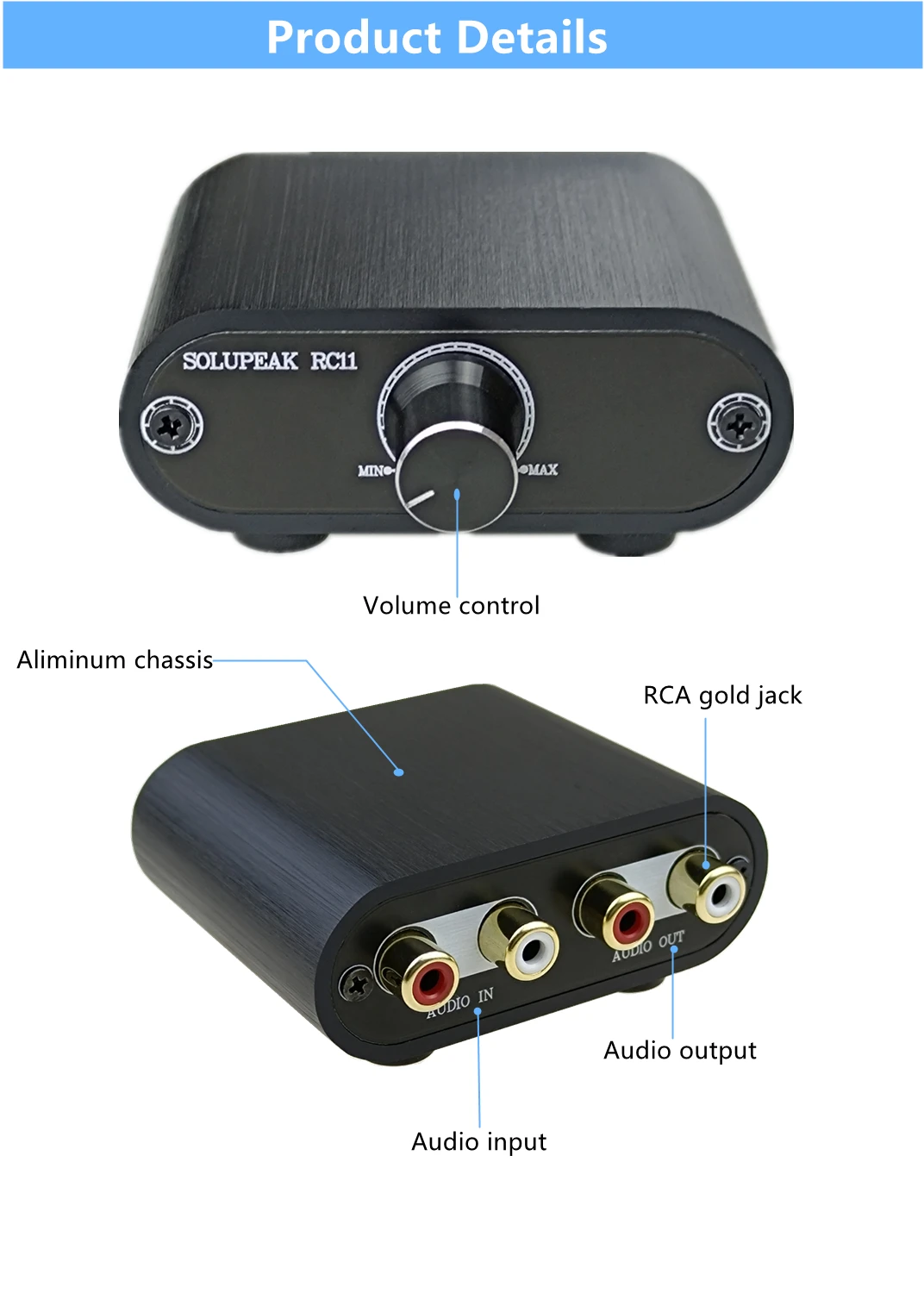 (RC11) RCA Audio Volumen Controller, linie Volumen Control Box, Mini abschwächer knob