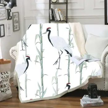 

Red-crowned Crane Funny Character Blanket 3D Print Sherpa Blanket on Bed Home Textiles Dreamlike Style 14