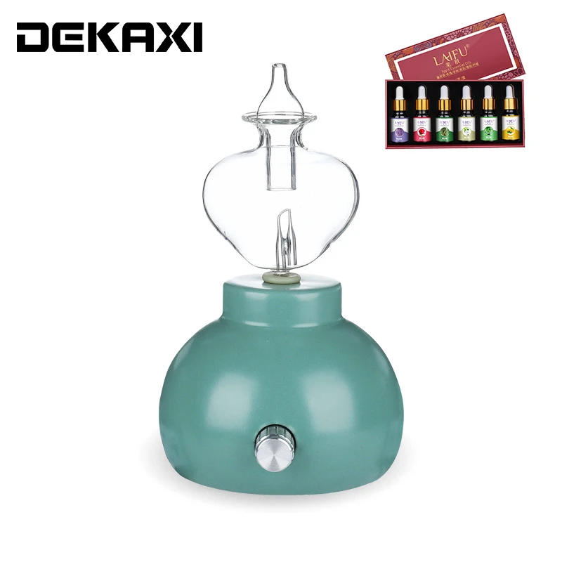 

DEKAXI Ceramic Glass Aromatherapy Pure Essential Oils Diffuser Air Nebulizer Humidifier with Led Light for Home Bedroom