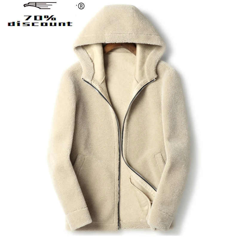 

200% Wool Coat 2020 Autumn Winter Jacket Men Real Sheep Shearling Fur Coats Men's Leather Jackets Plus Size 5xl MY2420