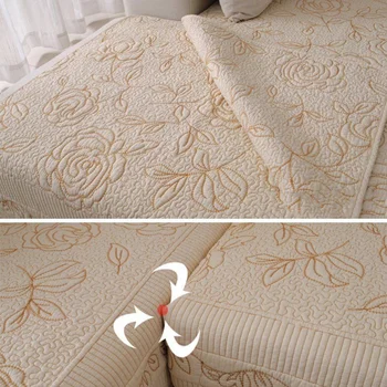 

Multi-size Furniture Protectors Non-slip Quilted Cotton Embroidery Covers for Sofa Seat 70x70CM (Beige)
