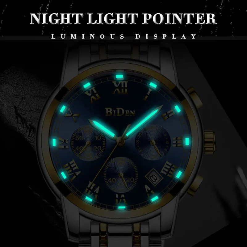 

From a Biden Genuine Product Business MEN'S Watch Clean Steel Japan Movement Small Three Needle Calendar Quartz Watch