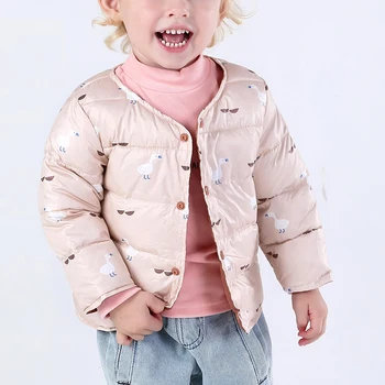

Autumn And Winter Girls' Warm Jackets Duck Print Down Clothing Children's Warm Hooded Jackets Kid's Clothing Cotton Clothes