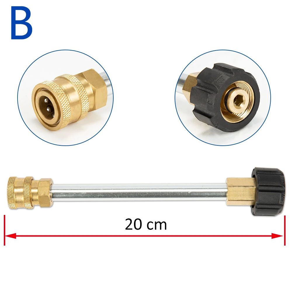 Pressure Washer Short Lance Car Washer Spray Lance Wand Tube 1/4" Quick Connector M22 Adaptor High Pressure Water Gun Lance 3