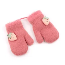 1 пара, Новое поступление, зимние вязаные перчатки для маленьких мальчиков и девочек, теплые рукавицы на веревочке, перчатки для детей ясельного возраста