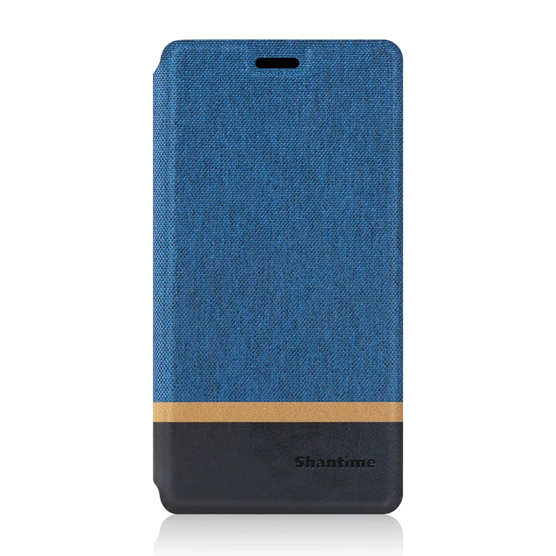 Canvas PU Leather Phone Bag Case For Meizu C9 Flip Case For Meizu C9 Business Case Soft Silicone Back Cover - Цвет: Blue
