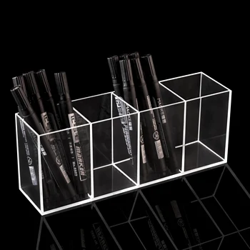 

High Transparent Acrylic Pen Holder Make up Brush Eyebrow Pencil Storage Tube Home Desktop Office Sundries Storage Organizer Box