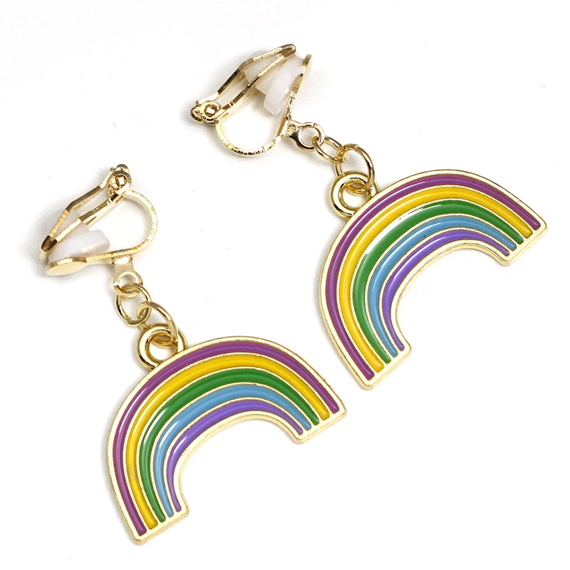 rainbow clip on earrings