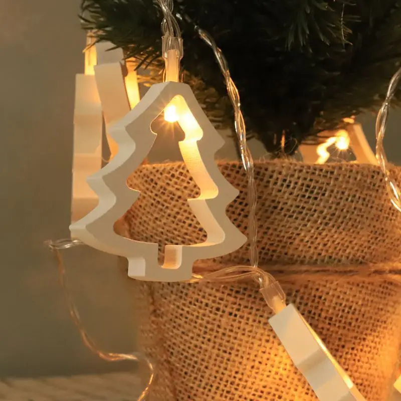 1.5M 10 LED Wooden Star Love Tree Strip Lights Baby Shower Christmas Garland for Home Decor Valentines Wedding Decoration Lamp