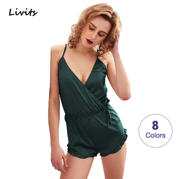 

Women's Pajamas Satin Silk Female Pyjamas Sleepwear Nightwear Backless Slip V Neck Sleeveless Lace Sexy Summer