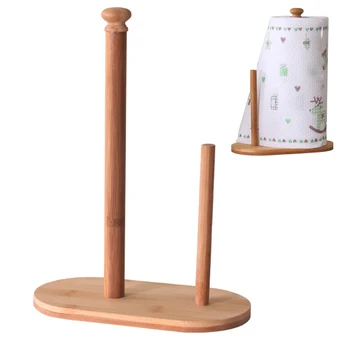 

Natural Bamboo Stand Dispenser Towel Storage Holder Tissue Counter Roll Paper