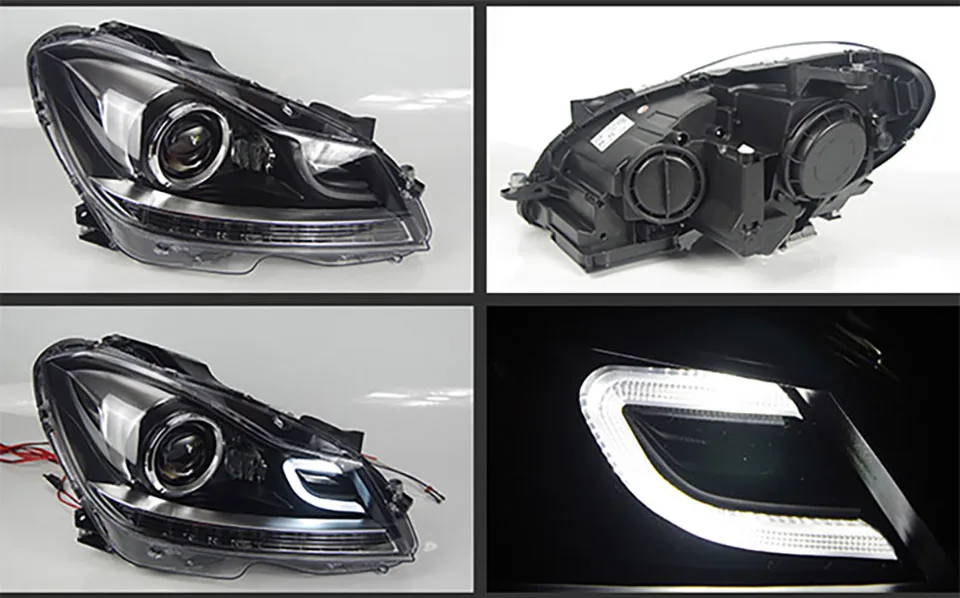 Fits 11-14 Mercedes W204 Upgrade to LED DRL Headlights C63 Style