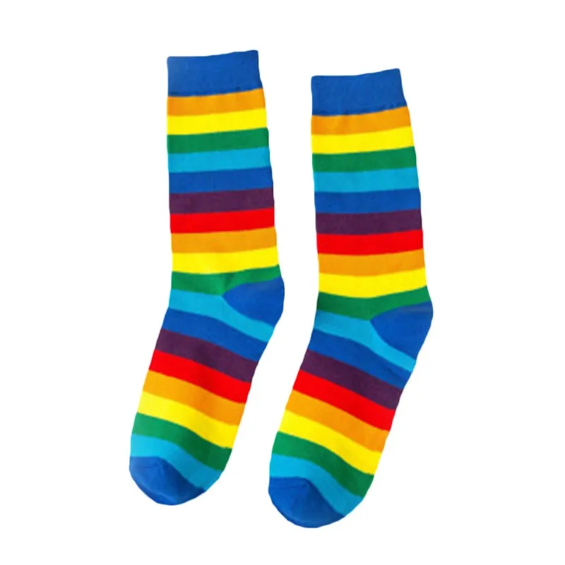

Fashion Novel Candy Color Socks Women's 2019 New Harajuku Style Rainbow Stripe Pattern Socks