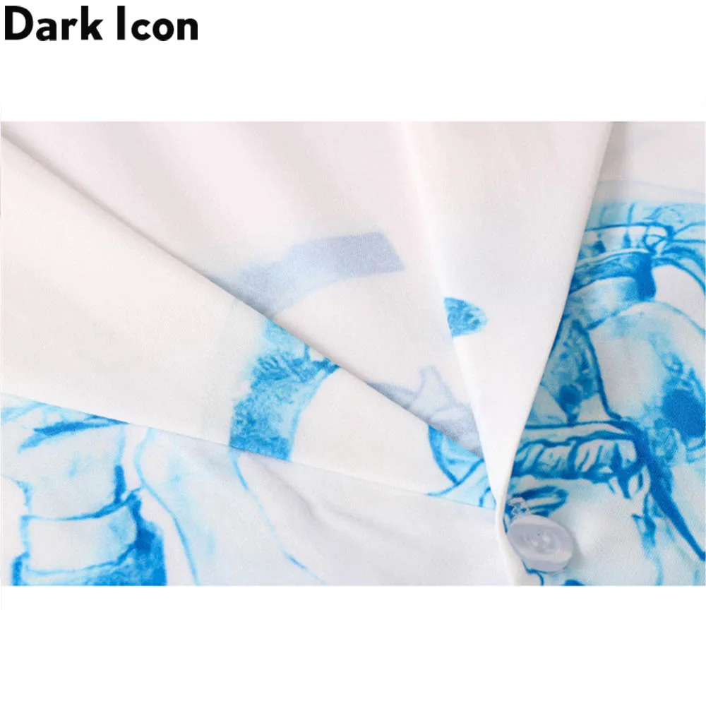 Dark Icon Printed Hawaiian Shirt Men Summer Vintage Polo Shirt Street Fashion Men's Shirts Short Sleeve