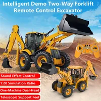Intelligent Demo 2-Way Forklift Remote Control Excavator Telescopic Support Feet Simulated Sound Effect RC Truck Toys With Light 1